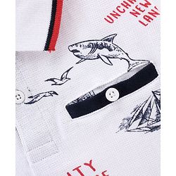 Pine Kids Biowash Half Sleeves Tee Marine Life Print - White