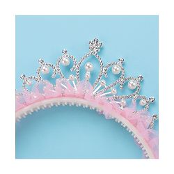 Pine Kids Frilled Hair Band With Crown Applique - Pink