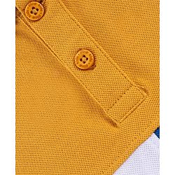 Pine Kids Half Sleeves Biowashed T-shirt Block Print - Yellow