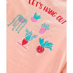 Pine Kids Full Sleeves T Shirt Text Print - Peach