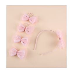 Pine Kids Free Size Hair Band and Rubber Bands Set of 5 - Peach