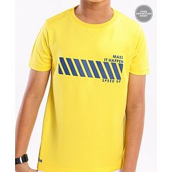 Pine Active Skin Friendly & Breathable Half Sleeves T-shirt with HD Print - Yellow