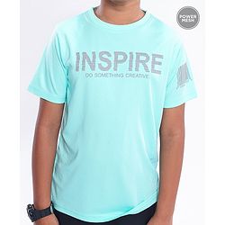 Pine Active Half Sleeves Quick Dry T-shirt with HD Text Print - Aqua Green