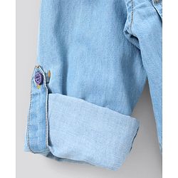 Pine Kids Full Sleeves Denim Shirt Solid Print - Indigo Blue
