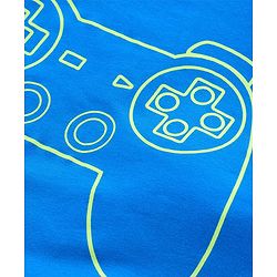 Pine Kids Biowashed Half Sleeves Night Suit Gaming Console Print - Blue Grey