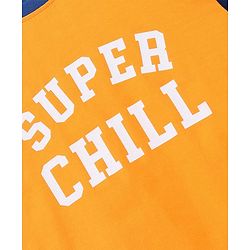 Pine Kids Biowash Half Sleeves Tee & Shorts Nightwear Text Print - Orange Blue