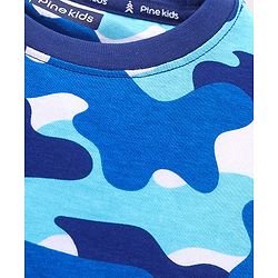 Pine Kids Half Sleeves Biowashed Night Suit Camo Print - Blue