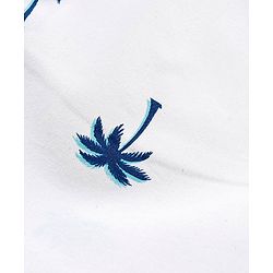 Pine Kids Mid Thigh Shorts with Softner Wash Coconut Tree - White
