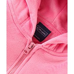 Pine Kids Full Sleeves Velour Set with Hoodie and Trouser - Pink
