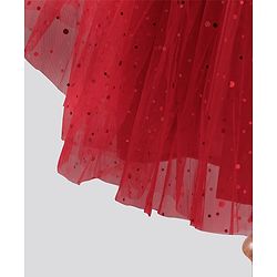 Pine Kids Biowash Party Wear Sleeveless Frock Foil Detailing - Red