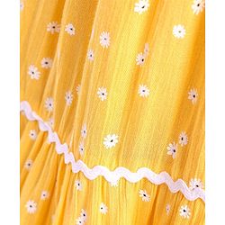 Pine Kids Half Sleeves Rayon Crinkled Dress Floral Print - Yellow