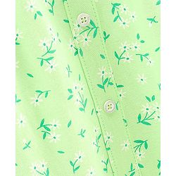 Pine Kids Half Sleeves Bio Wash Frock with Headband Floral Print- Green