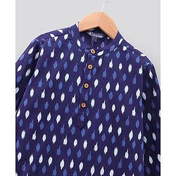 Pine Kids Full Sleeves Printed Kurta and Pyjama Set - Indigo Blue