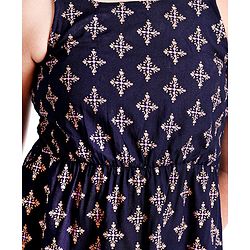 Pine Kids Sleeveless Ethnic Dress Printed- Navy Blue