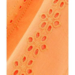 Pine Kids Cotton Woven Half Sleeves Top Schiffili Pattern - Orange