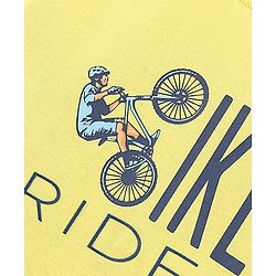 Pine Kids Half Sleeves Biowashed Cotton T-Shirt And Shorts Set Like Rider Print - Yellow Blue