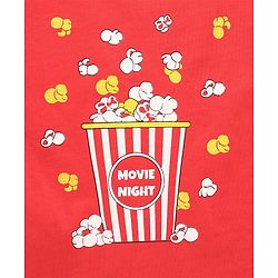 Pine Kids Bio Washed Half Sleeves T Shirt and Shorts Set Popcorn Print - Red