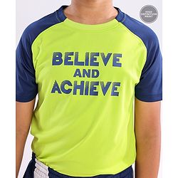 Pine Active Half Sleeves T-shirt with Text Print - Green
