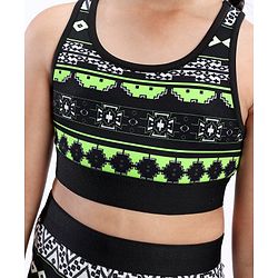 Pine Active High Stretch Breathable Sports Bra And Shorts Set Printed - Black Green