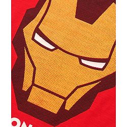 Pine Kids Half Sleeves Biowashed Glow In Dark T-Shirt Iron Man Print - Red