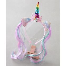 Pine Kids Hair Extensions Unicorn Themed Hair Band Free Size - Multicolour