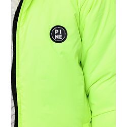 Pine Kids Full Sleeves Moderate Winter Solid Puffed Hooded Jacket - Green