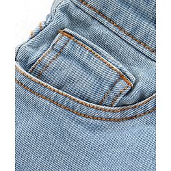 Pine Kids Full Length Washed Solid Color Stretchable Denim Jeans - Light Blue