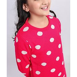 Pine Kids Moderate Winter Full Sleeves Pullover Sweater & Leggings Set Polka Dots & Star Design - Pink Yellow