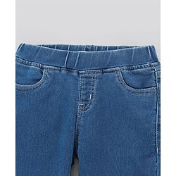 Pine Kids Cotton Full Length Stretchable Jeggings with Elasticated Waistband Washed - Light Blue