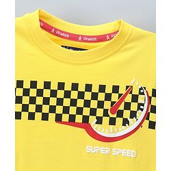 Pine Kids Cotton Knit Full Sleeves Racetrack Printed Biowash T Shirt - Yellow