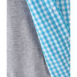 Pine Kids Half Sleeves Softener Wash Checked Shirt Solid Color Inner Tee - Sky Blue