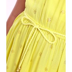 Pine Kids Sleeveless A Line Ethnic Dress Floral Print - Lime Punch