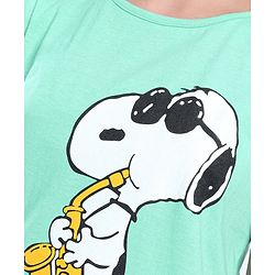 Pine Kids Frill Sleeves Bio Washed T-Shirt Snoopy Print - Light Green