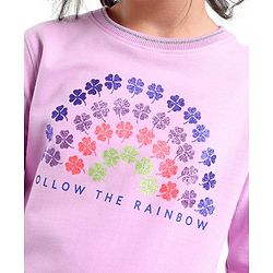 Pine Kids Full Sleeves Biowashed Cotton Sweatshirt Floral Print- Purple