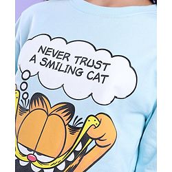 Pine Kids Cotton Knit Full Sleeves Garfeild Collection Bio Washed Crew Neck Sweatshirt - Blue