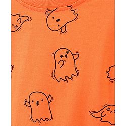 Pine Kids Full Sleeves Cotton Night Suit with Ghost Print - Orange