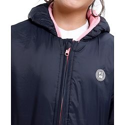 Pine Kids Full Sleeves Solid Padded Reversible Jacket with Hood & Travelling Pouch - Multicolour