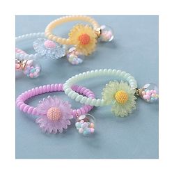 Pine Kids Free Size Flower Applique Rubber Bands Pack of 5 - Multicolor