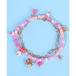 Pine Kids Free Size Necklace & Bracelet Set With Butterfly Detailing- Multicolor