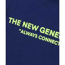 Pine Kids 100% Cotton Half Sleeves Bio Washed T-Shirt Text Print - Blue