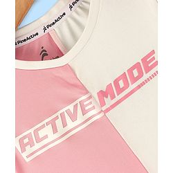 Pine Active Half Sleeves T-Shirt Text Print - Pink & White