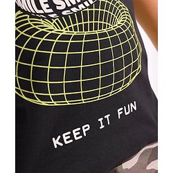 Pine Kids 100% Cotton Biowahshed Half Sleeves T- Shirt Tire Print - Black