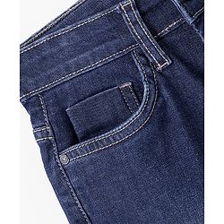 Pine Kids Cotton Spandex Full Length Stretchable Washed Denim Jeans - Dark Blue