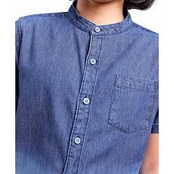 Pine Kids Cotton Half Sleeves Ombre Effect Denim Shirt - Blue