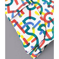 Pine Kids Cotton Knit All over Abstract Printed Shorts - Snow White