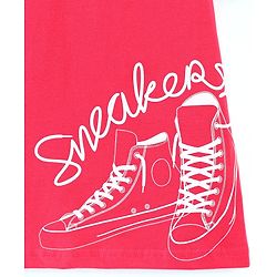 Pine Kids 100% Cotton Half Sleeves T-Shirt Sneakers Print - Red