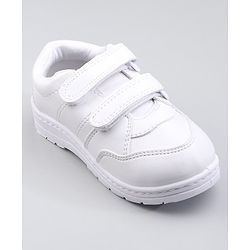 Pine Kids School Shoes With Velcro Closure Solid- White