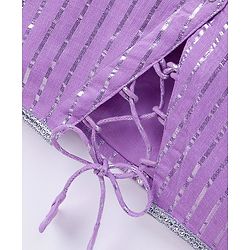 Pine Kids 100% Cotton Woven Half Sleeves Mirror Work Tiered Lehenga Choli Set - Lavender