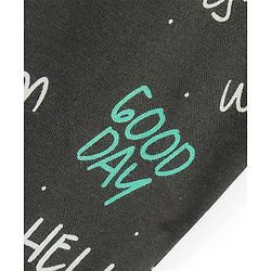 Pine Kids Stretchable Cotton Bio Washed Full Length Leggings Text Print - Dark Shadow