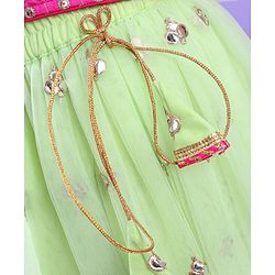 Pine Kids Sleeveless Sequin Embroidered Lehenga Choli Set - Mint